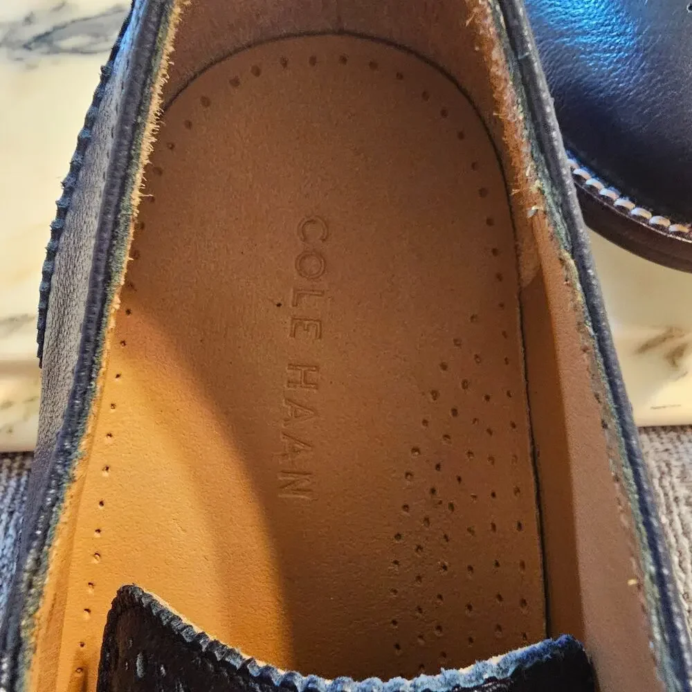 Cole Haan Williams Medallion II Oxford Blazer Blue Leather Men's Size 10